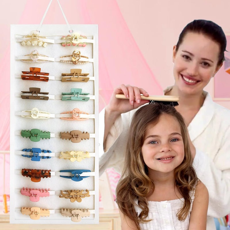 SMUK Claw Clip Organizer for Women, Hanging Mount Hair Clips Holder Organizer for Girls, Hair Bow Claw Clip Stand Storage for Wall, Door, Closet - Image 3
